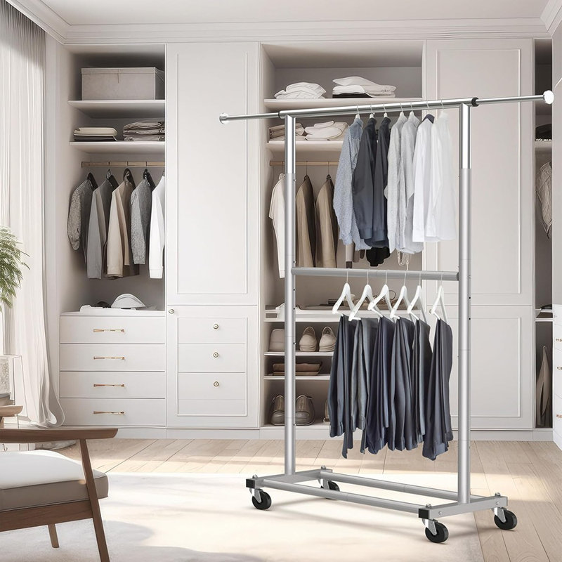 Double Rod Garment Rack, Grey