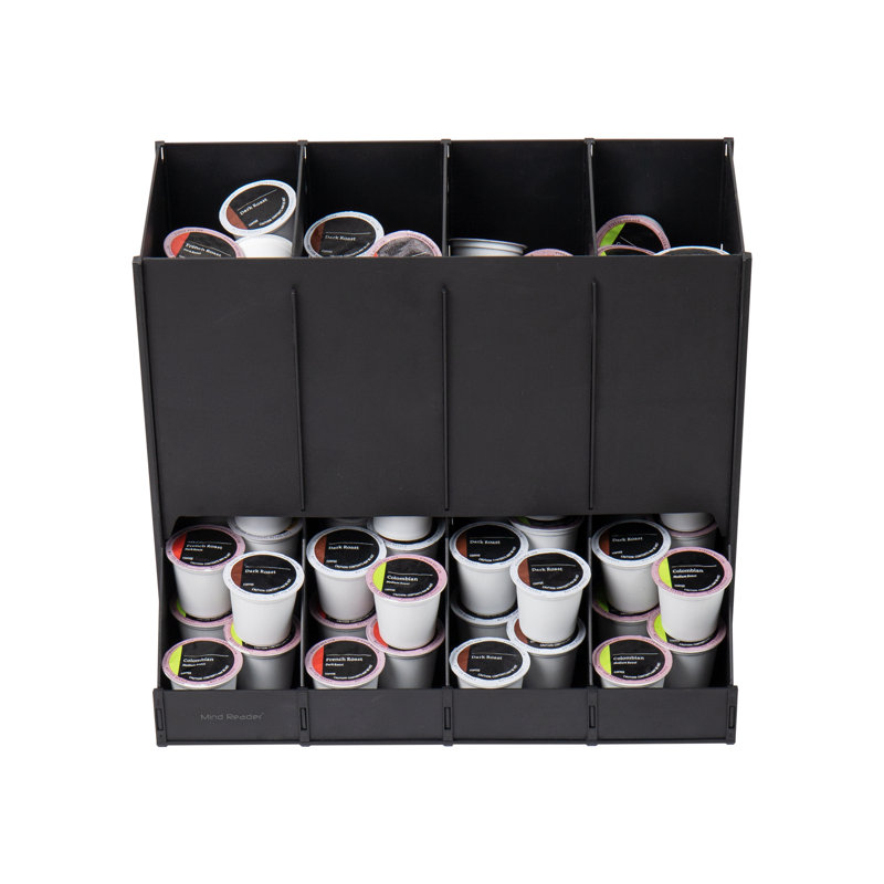Black Heavy-Duty Plastic 4-Compartment Coffee Pod Dispenser
