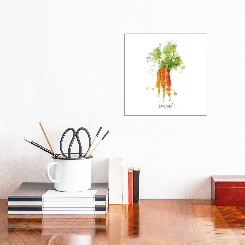 «S Croquis Kitchen Carrot» par Sally Swatland - reproduction d'art, Pas de tapis, Toile tendue, H 12 po x l 12 po x P 0,75 po