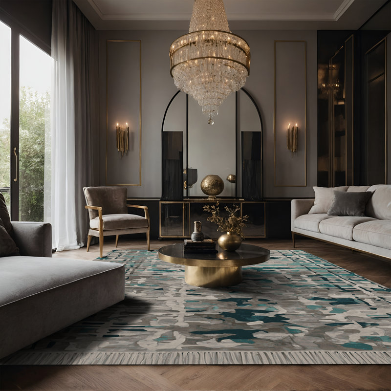 Tapis gris soyeux et moelleux, Rectangle 6 pi x 9 pi