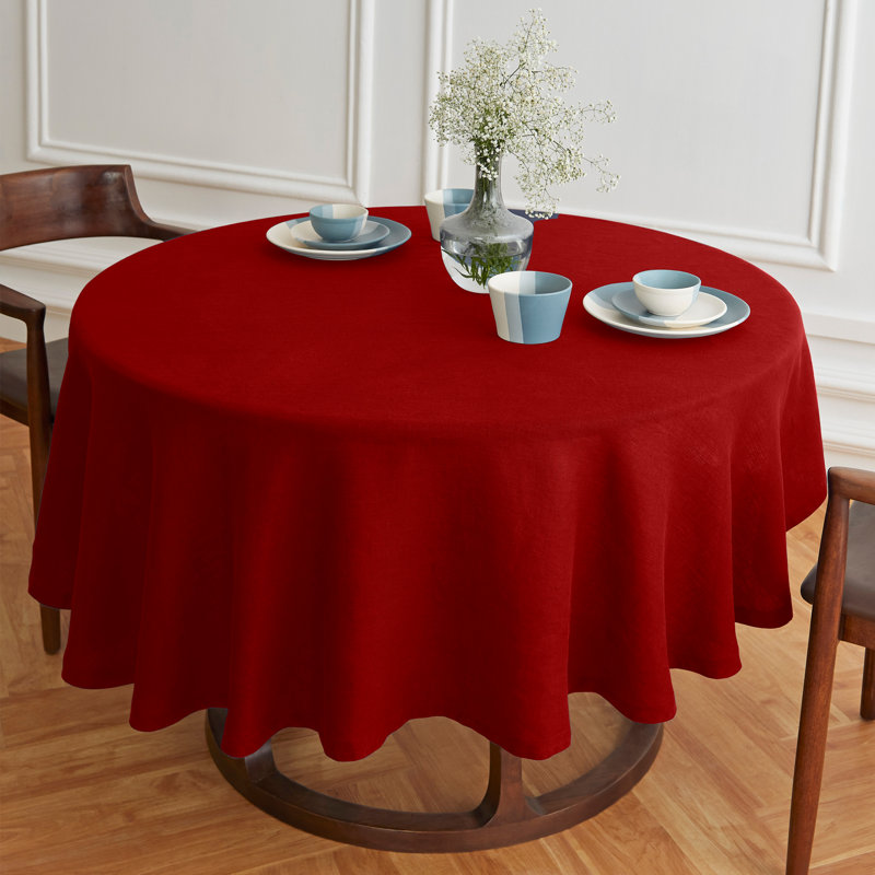 Sonoma - 100% Pure Linen Round Tablecloth (Prewashed), 60" Round, Red