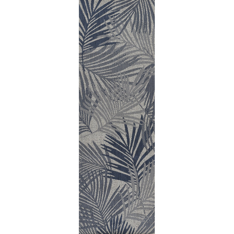 Tapis intérieur / extérieur bleu / beige Abordale, Tapis de couloir 2 pi 7 po x 7 pi 6 po