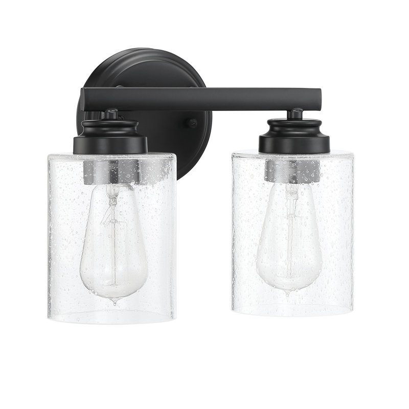 Éclairage de salle de bain à intensité variable 2 lumières Berntraud, Transparent, Noir mat