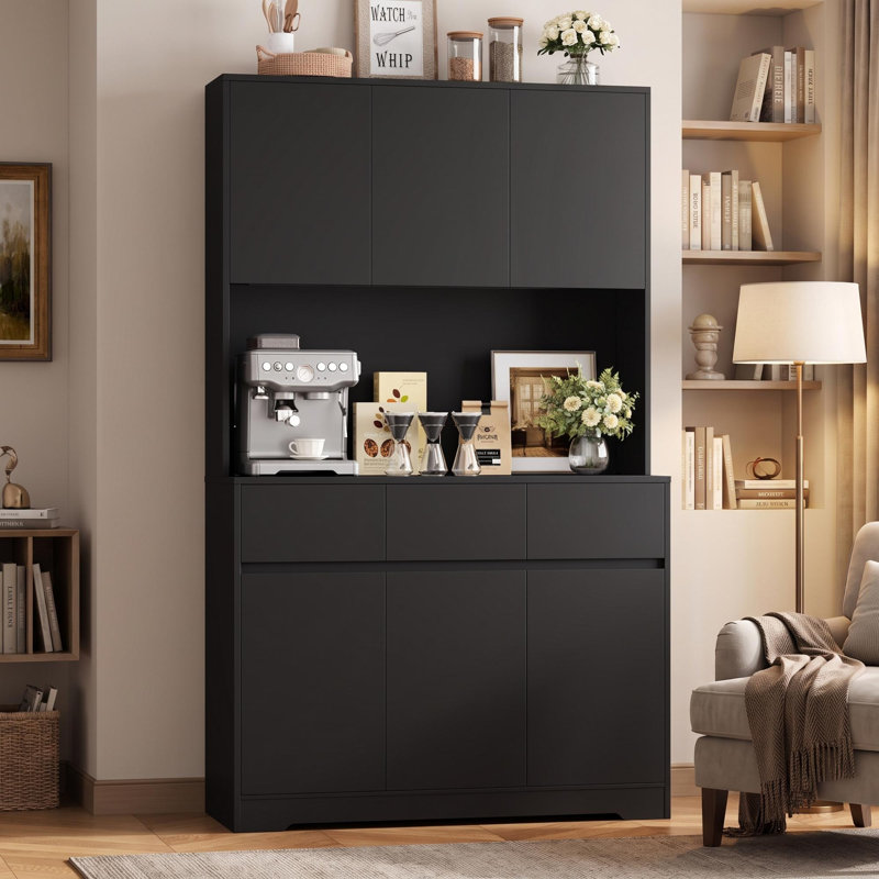 Bibliothèque/armoire moderne de 70,9 po de hauteur avec étagères réglables, Black