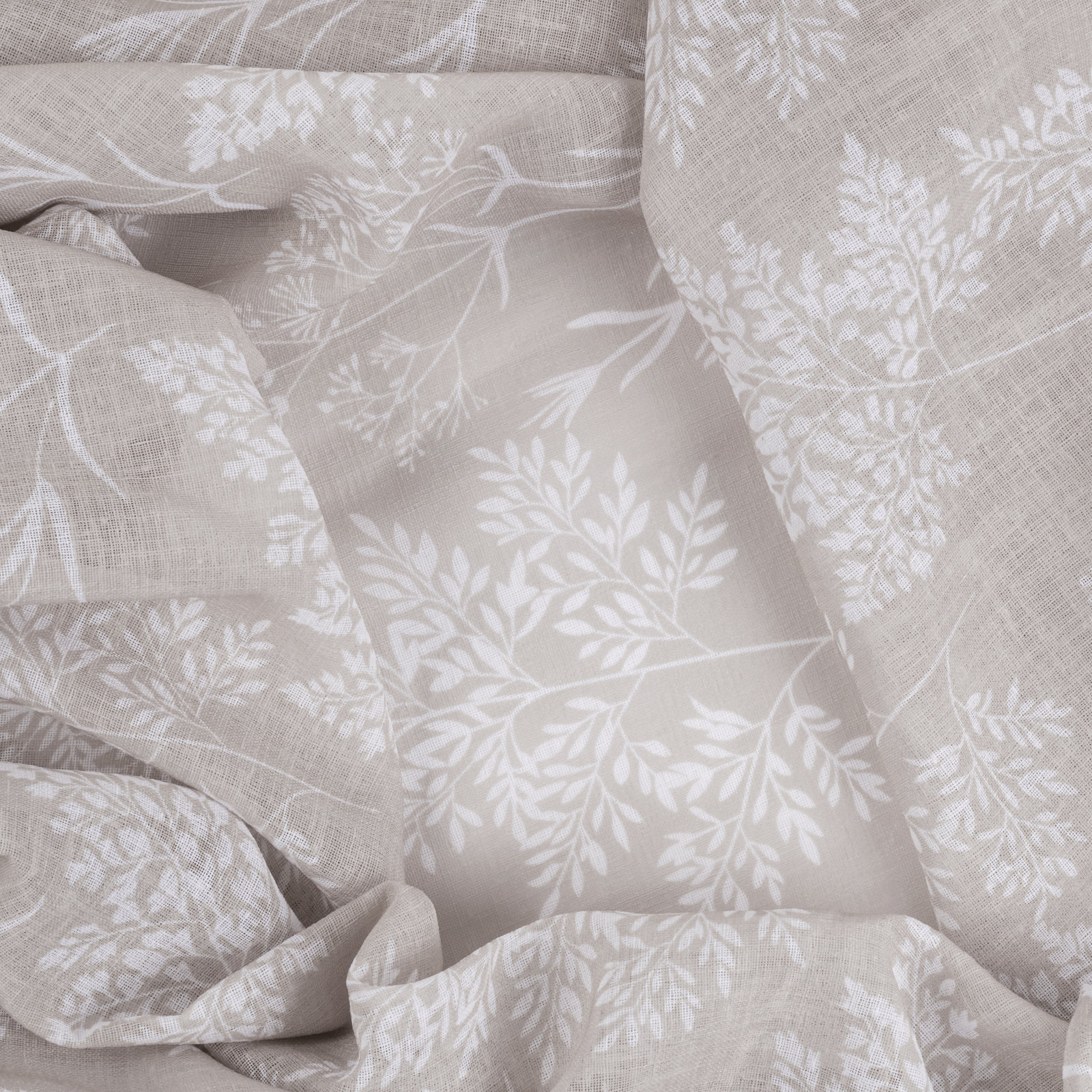 Alston Semi-Sheer Floral Wildflower Pinch Pleat Double Wide Patio Panel with Back-tabs, Linen 