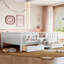 Grand lit pour enfants avec tablettes intégrées et tiroirs de rangement, escalier de sécurité et garde-corps, blanc-130068552-130068554