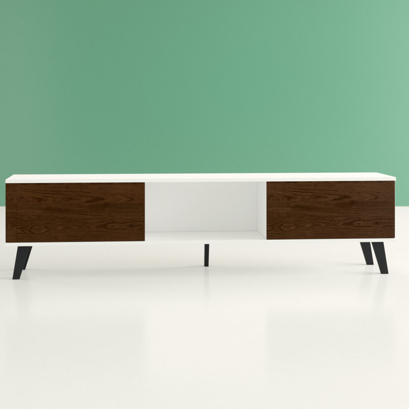 Doyers TV Stand for TVs up to 75", White/Nut Brown