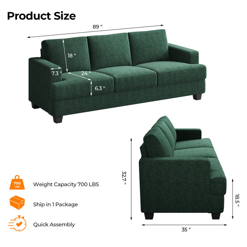 Brooklington 89'' Upholstered Sofa