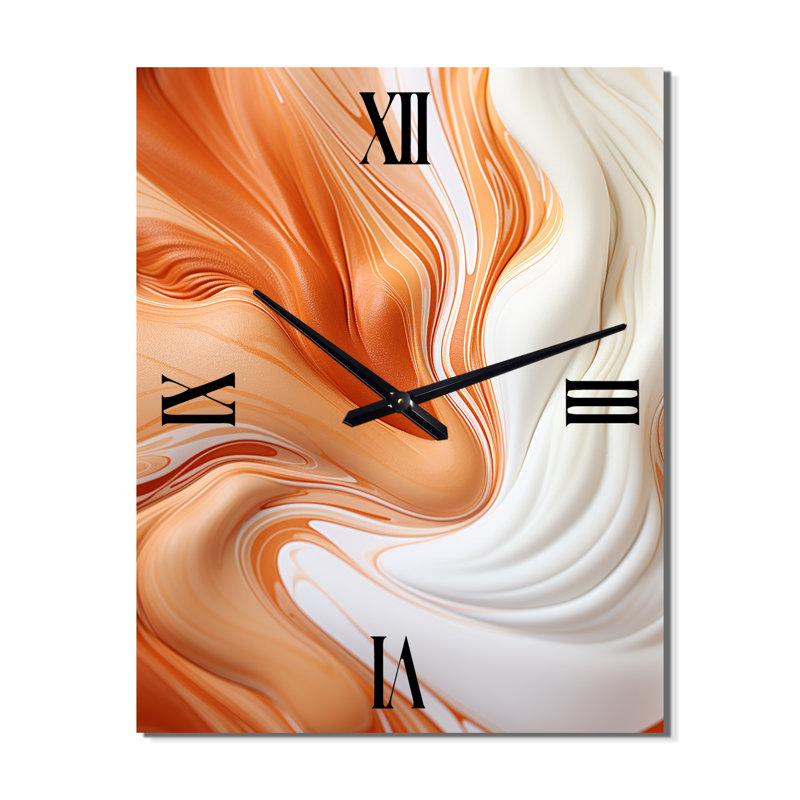 Horloge murale orange et blanche, H 32 po x l 16 po x P 1 po