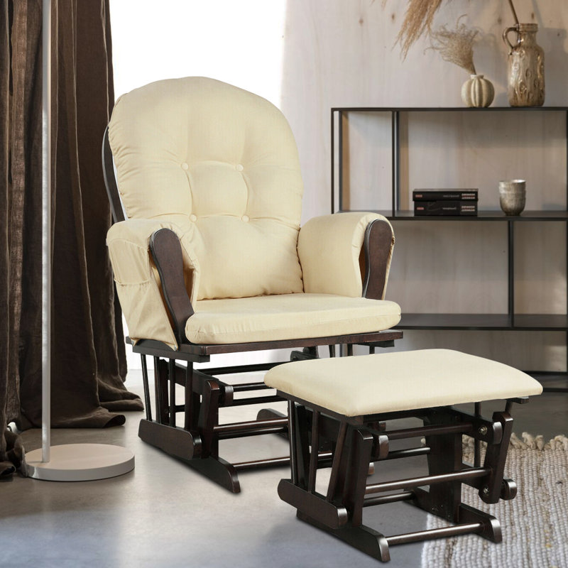 Chaise berçante avec repose-pieds Cunegunda, Beige