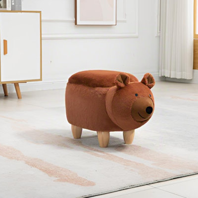 Upholstered Faux Fur Footstool