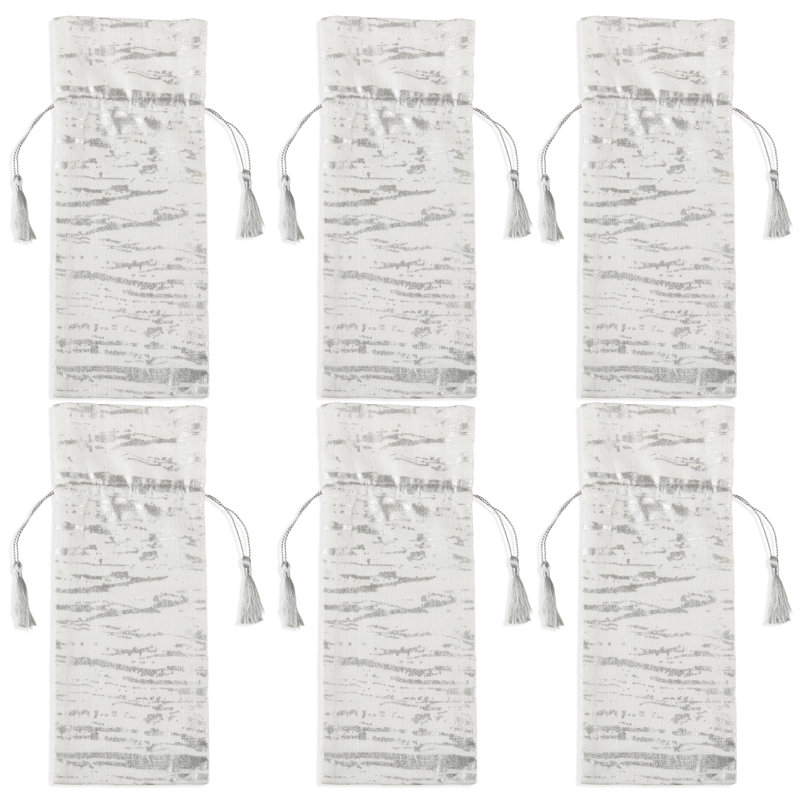 Sac de transport en coton (ensemble de 6), H 15 po x l 6 po, Argent argent