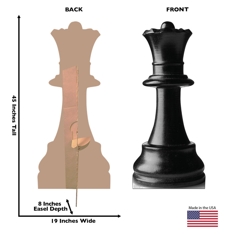 45'' Black Cardboard Chess Queen Standup Decor