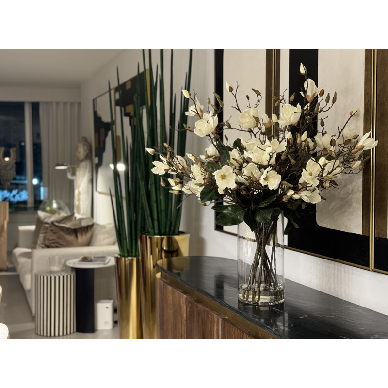 White Magnolias In 16" Glass Cylinder