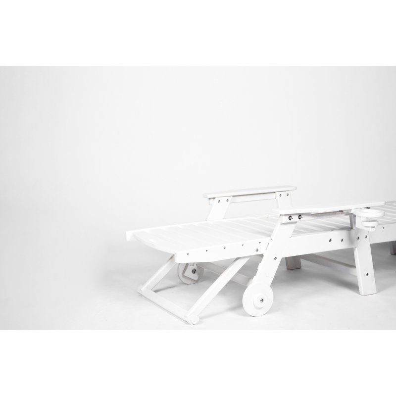 Beach Lounge With Wheels And 5-Level Adjustment Poolside Chair Adjustable Position