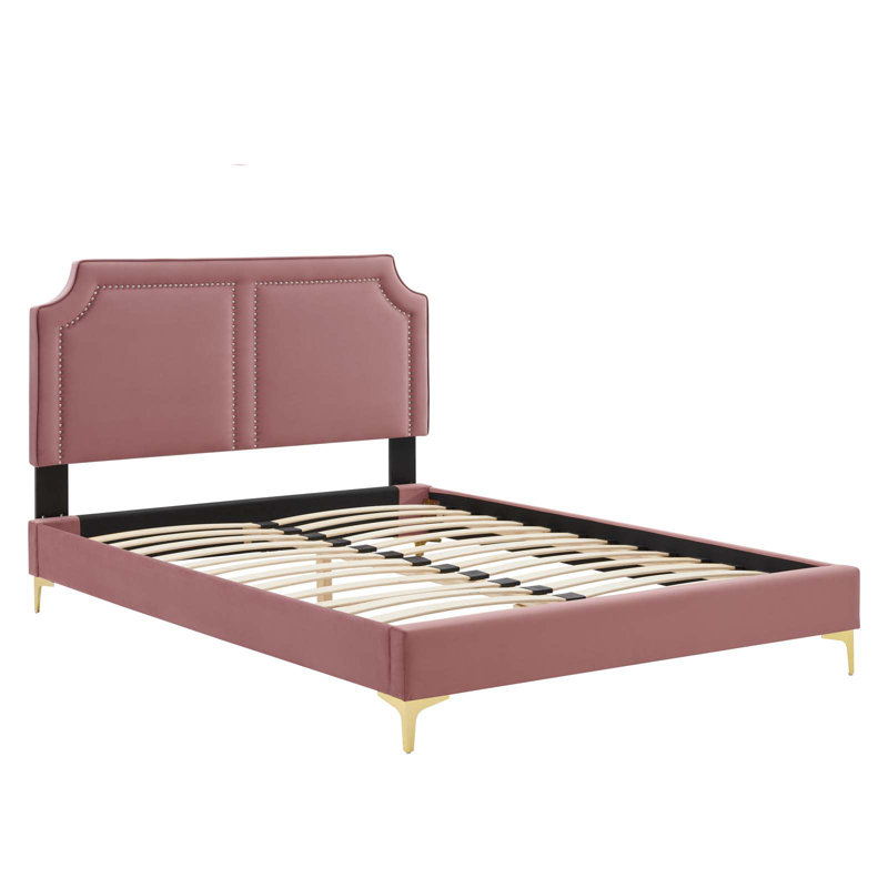 Modway Novi Performance Velvet Bed, Dusty Rose, King