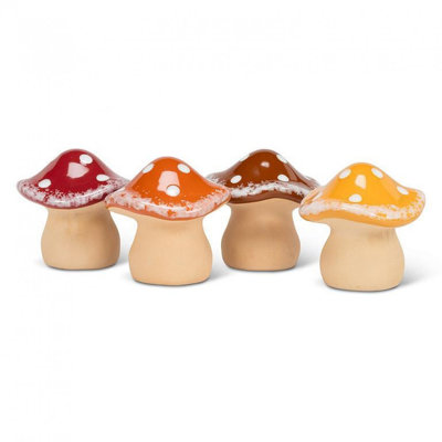 Ensemble de 4 figurines de champignons mouchetés aux couleurs assorties