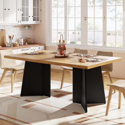 71 Inch Dining Table for 6-8 People, Modern Long Kitchen Table with Large Tabletop & Heavy Duty Pedestal Base, Dinner Table for Kitchen, Dining Room