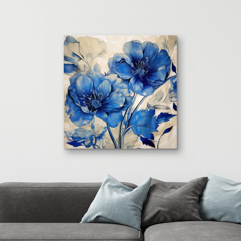 Flooded flowers - 32"x32" art on canvas