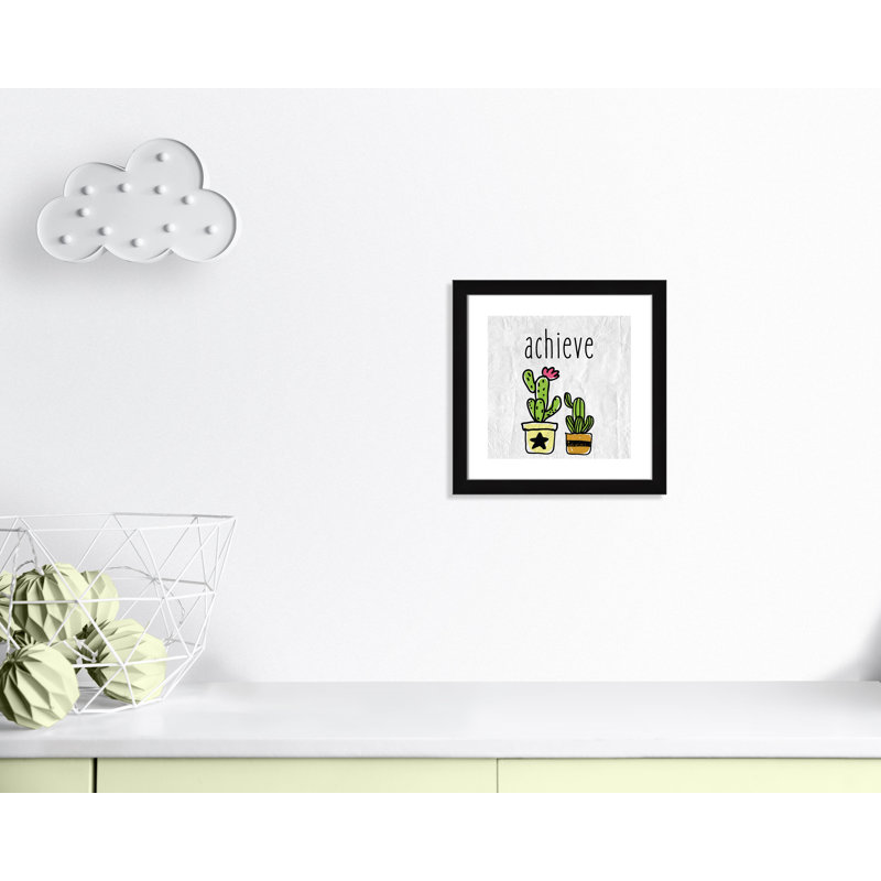 Cacti C Paper Print, Black Flat Framed, 16" H x 16" W x 0.6" D