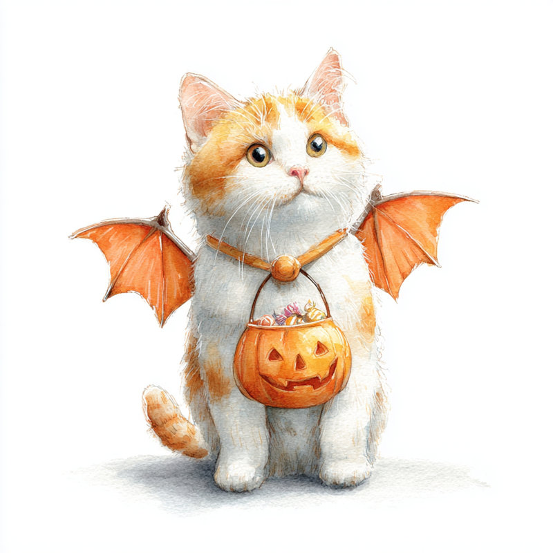 «Pumpkin Pail Kitty», art mural sur toile tendue