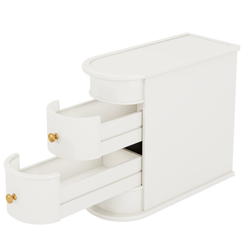 10.81" Off-White Narrow Solid Oak End Table, White 1