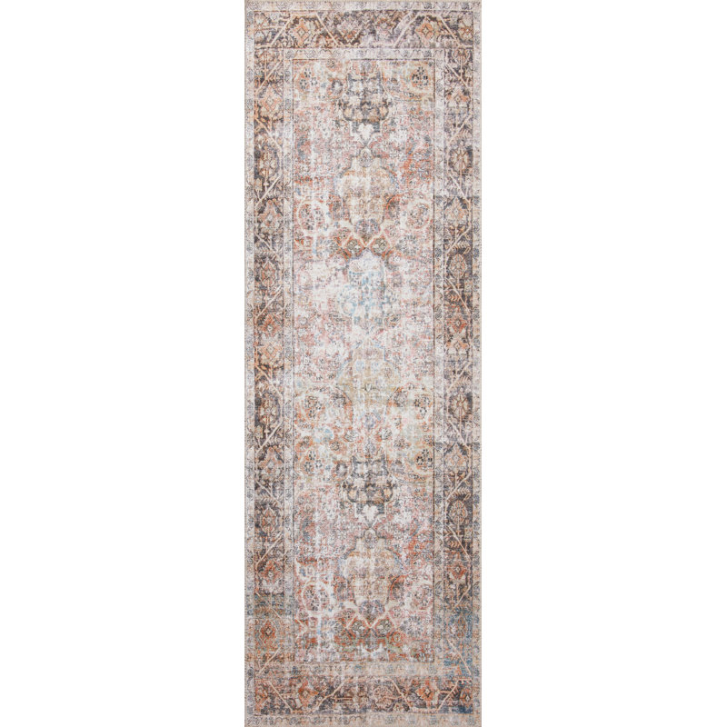 Adrian Black Oriental Stain-Resistant Synthetic Rug 30" x 90"
