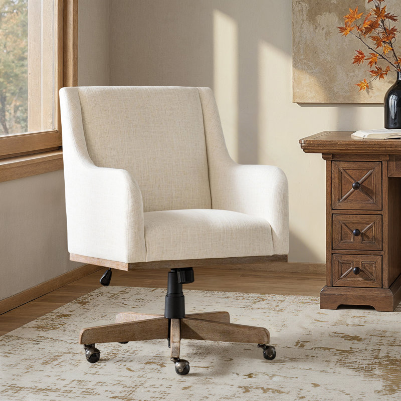 Chaise de bureau pivotante à 360 ° Ackeron Julia avec hauteur ajustable et accoudoirs courbés, Ivroy