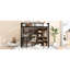 Lit mezzanine double en métal avec bureau intégré et rangement - Tête de lit à lattes horizontale pour une solution de chambre à coucher noire fonctionnelle et chic