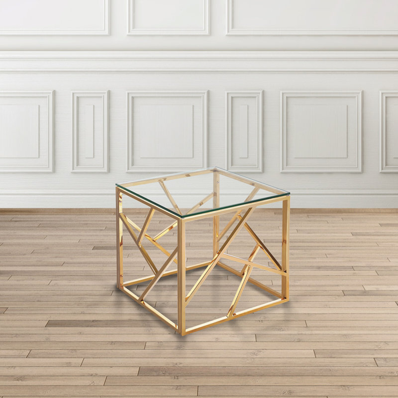 Laith Glass Top End Table, Gold