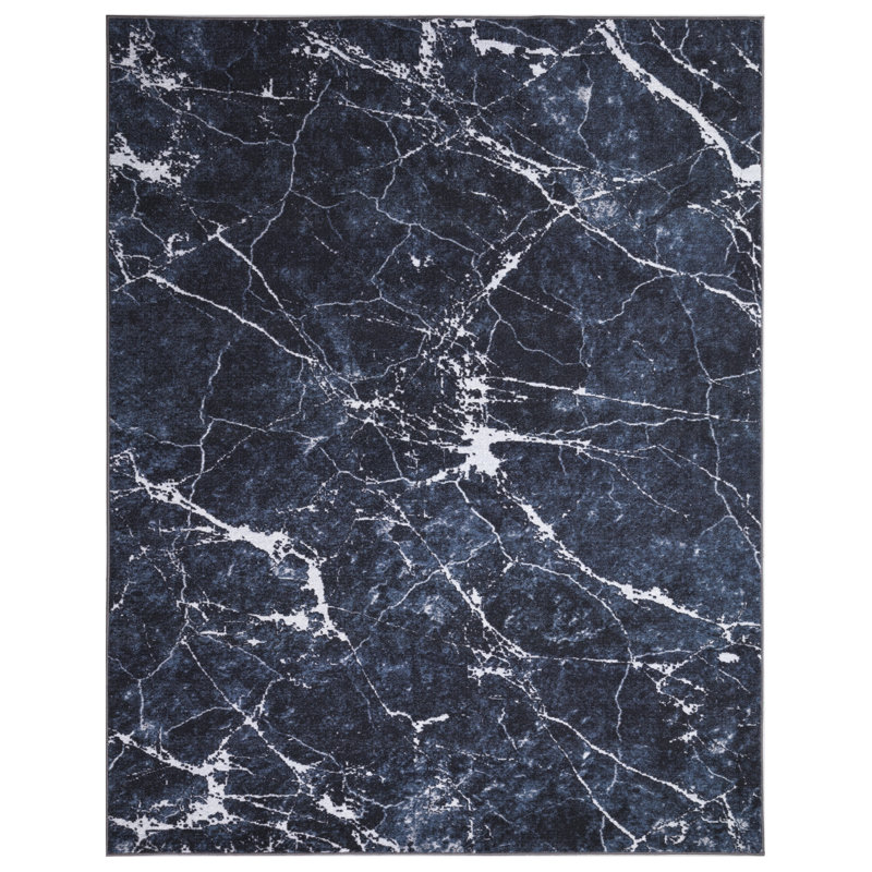 Tapis noir lavable antidérapant Lyanne, Rectangle 7 pi 10 po x 10 pi