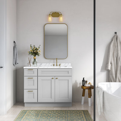 Meuble-lavabo de salle de bain en bois massif prêt à assembler de 42 po seulement - comptoir non inclus