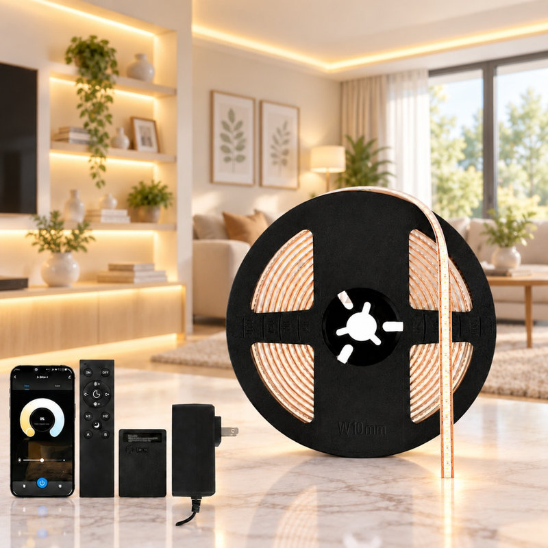 32.8ft 24V Smart COB LED Strip Light, Tunable White 2700K-6500K, Alexa & Google Voice Control, App & Remote, CRI 90+, Dot-Free Under Cabinet Lighting