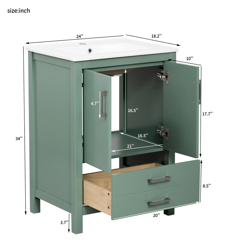 Meuble-lavabo 24 po avec lavabo en céramique