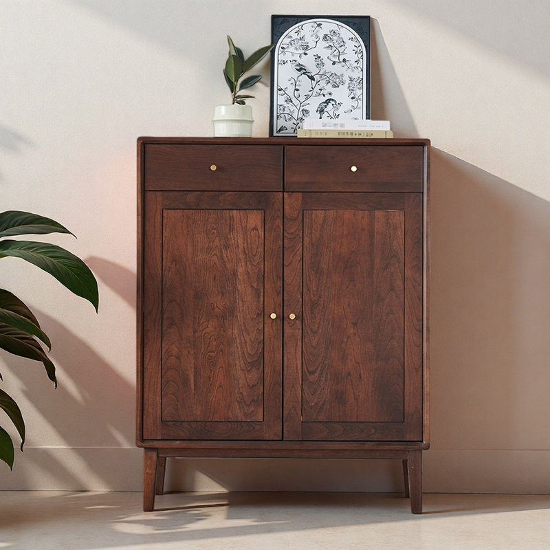 Armoire à chaussures moderne et simple, Bois brun foncé