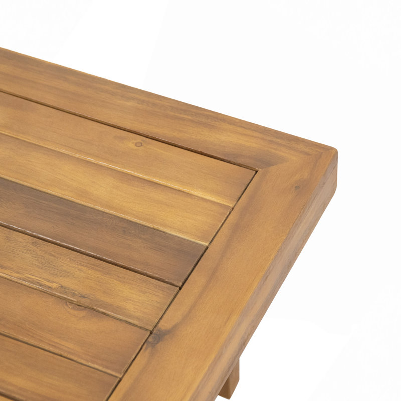 Ensemble de causeuse et table basse d'extérieur en bois d'acacia avec coussins