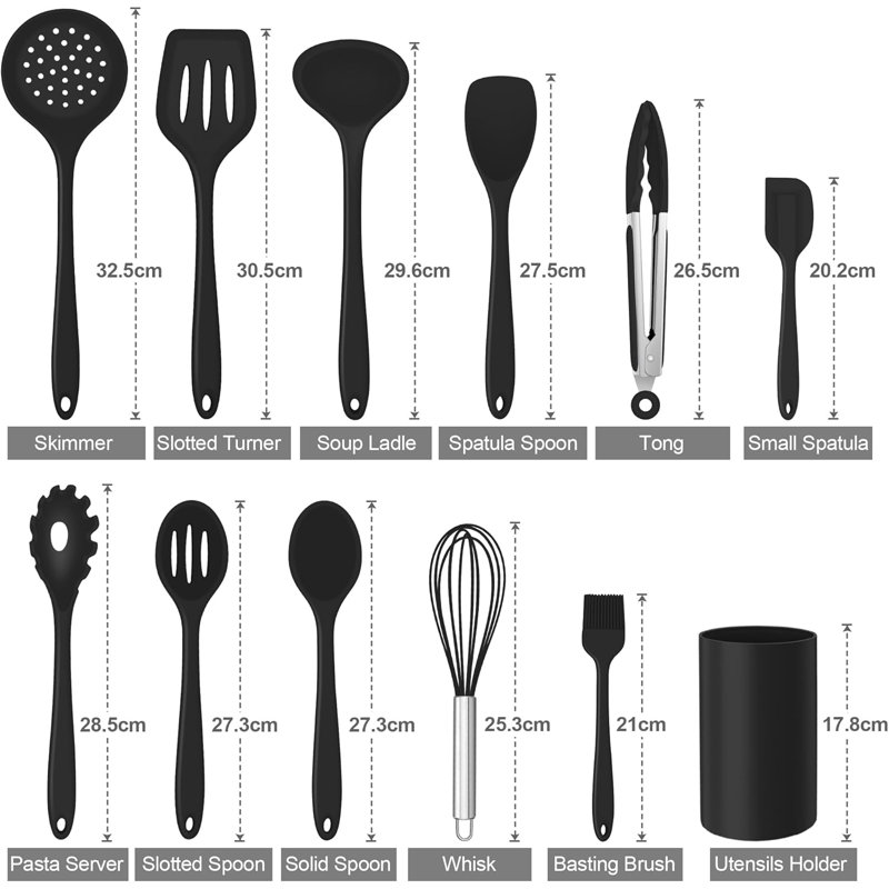 LIFEWITA 12 Utensil Set, Black