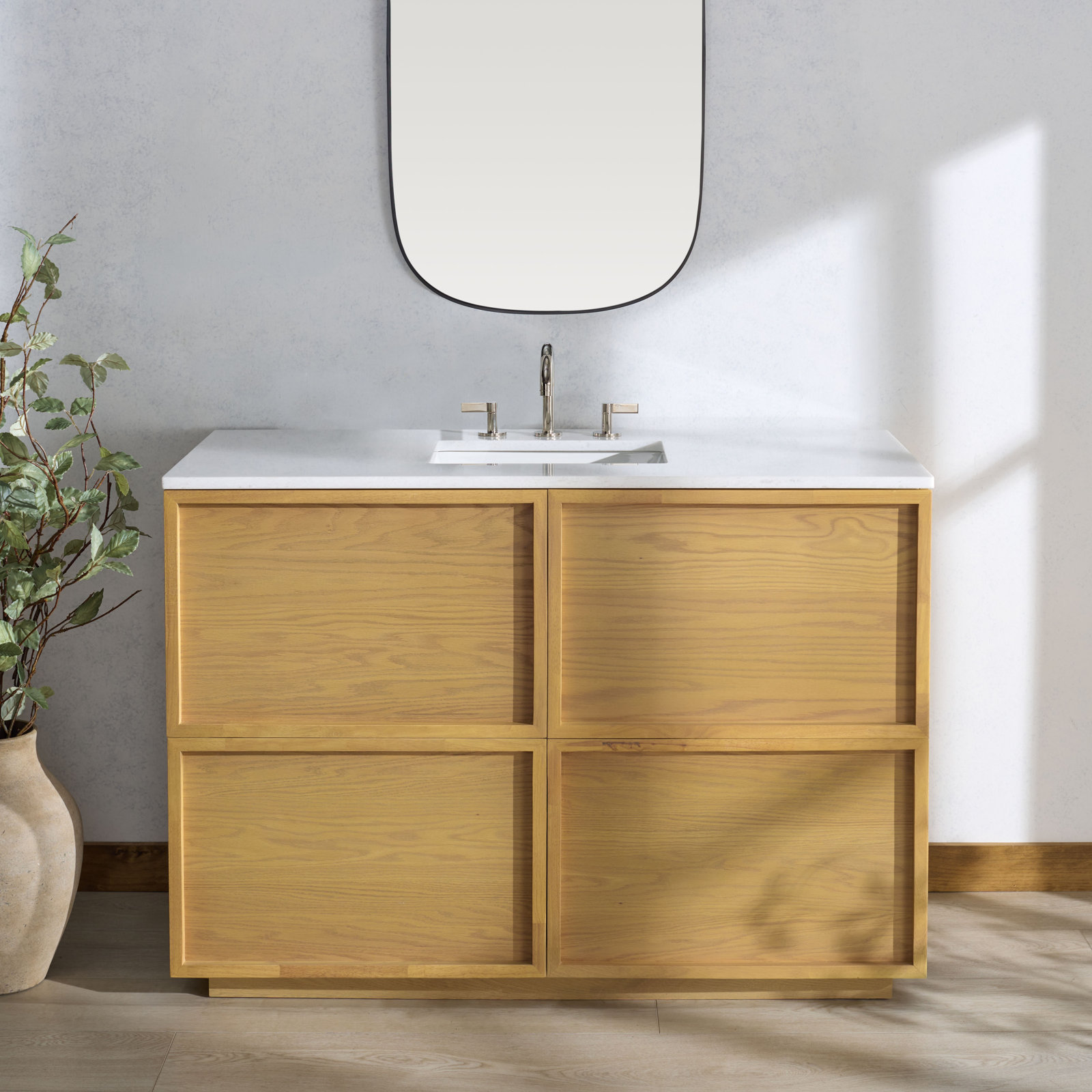 Hudson 48" Genuine Marble Single Bathroom Vanity, Natural
