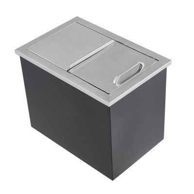 Glacière encastrée 45,7 x 53,3 x 68,6 cm, en acier inoxydable avec couvercle coulissant, bac à glace intégré avec tuyau et bouchon de vidange.