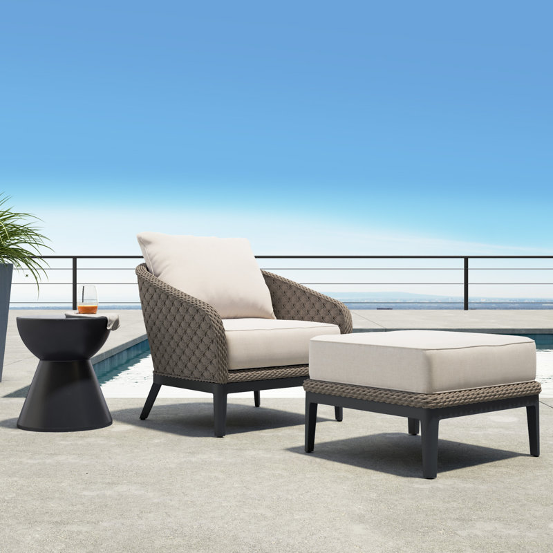 Marbella Outdoor Lounge Chair, Dupione Celeste Sunbrella®