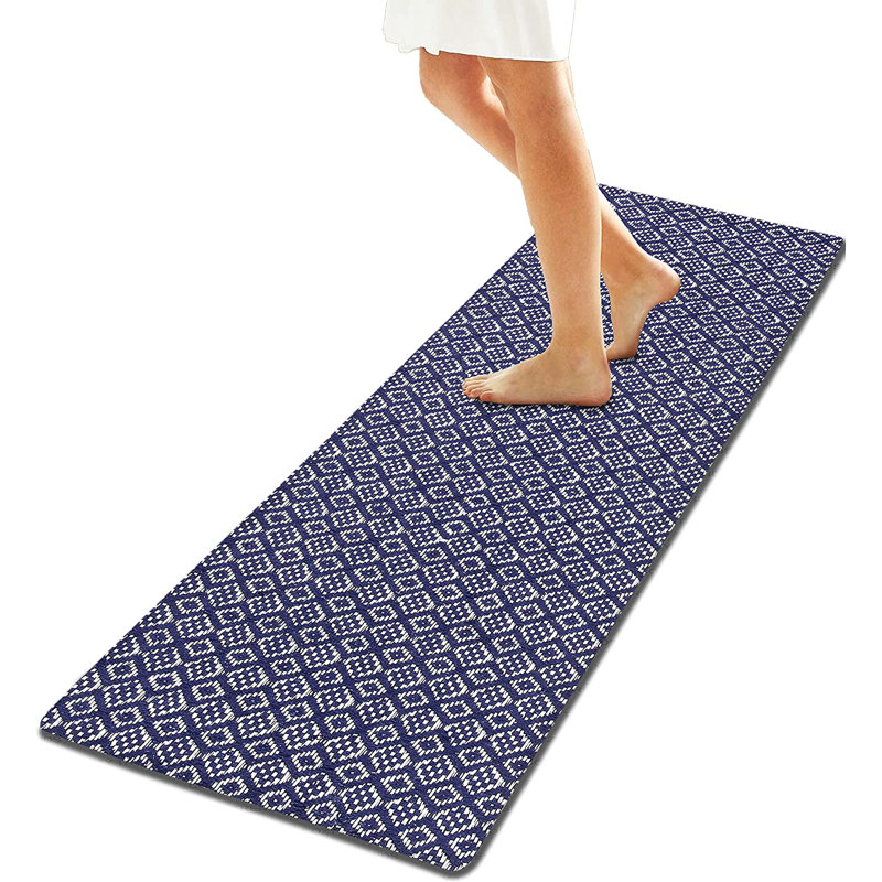 Tapis de cuisine tissé antidérapant 18 po x 48 po, Marine
