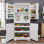 Armoire de cuisine autoportante avec 3 tiroirs coulissants et tablettes de porte réglables?-1639441319