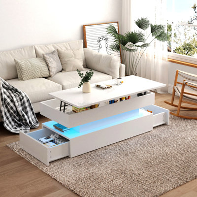 Table basse avec tiroirs et conception à DEL