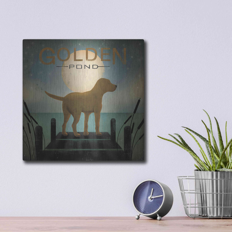 «Moonrise Yellow Dog - Golden Pond» par Ryan Fowler, H 12 po x l 12 po