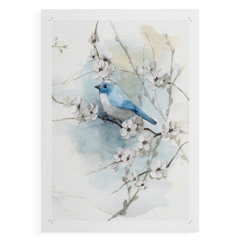 «Blossoms and Bluebird II», impression sur toile seulement - non encadrée, H 18 po x l 12 po