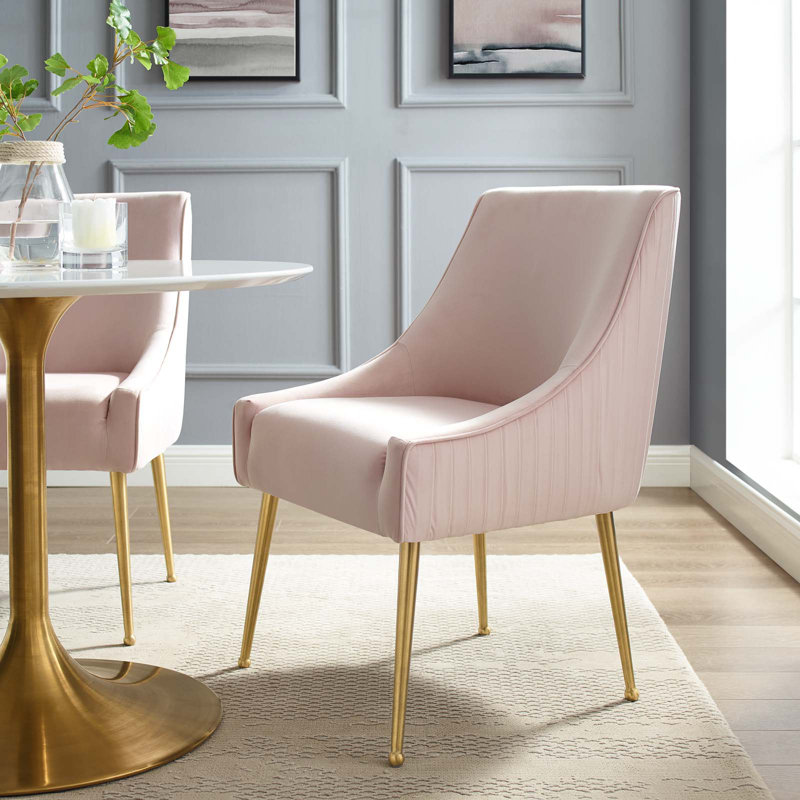 Chaise de salle à manger rembourrée Discern, Rose