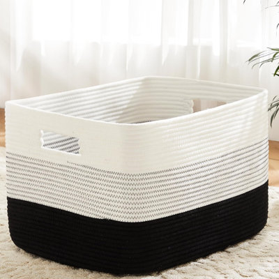 Woven Storage Basket For Laundry, Blankets, Toys, And Magazines - 100L Rectangular Cotton Hamper For Nursery, Living Room, And Shelves - Durable & Breathable Natural Design