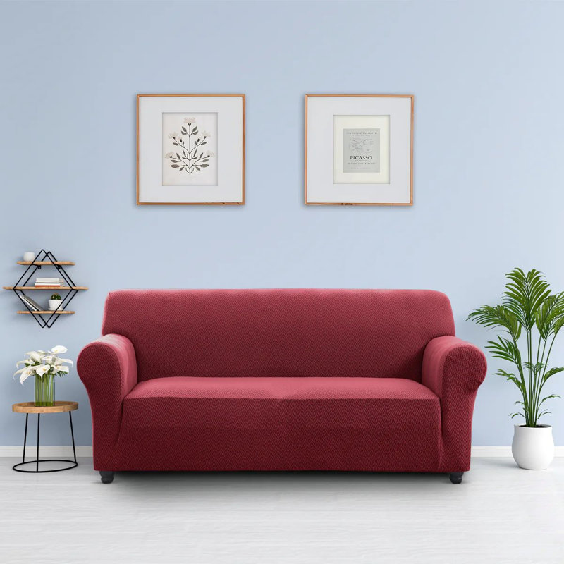 Premium Stretch Spandex Sofa Slipcover (Wrinkle-Free) , 179cm H x 280cm W, Burgundy