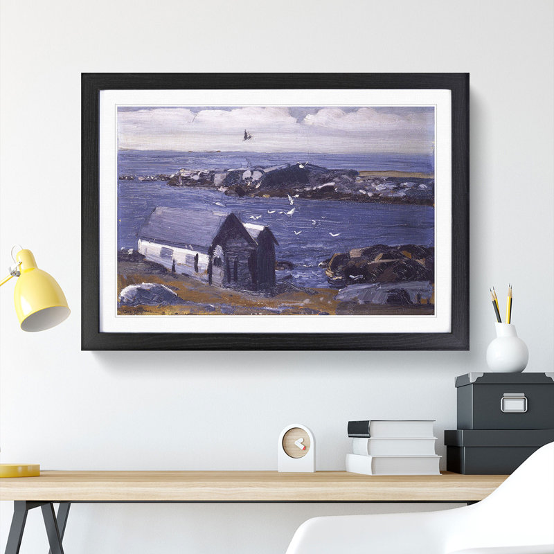 The Gulls, Monhegan by George Bellows - Picture Frame Painting, Black, 48cm H x 65cm W x 2cm D