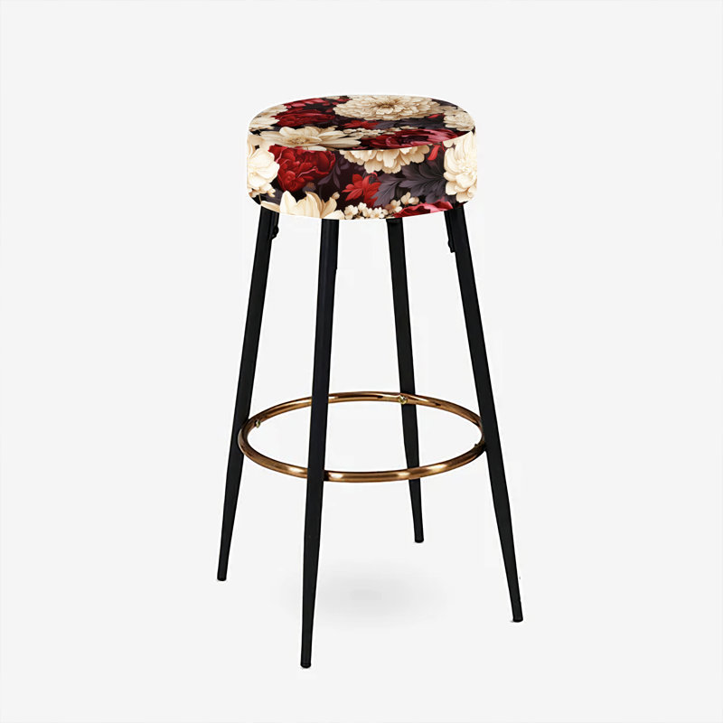 Ensemble de 2 tabourets de bar Renaissance Red Pivoines à motif botanique II